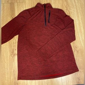 Swiss Tech Sweater Mens Size Large Red 1/4 Zip Mock Neck Stretch